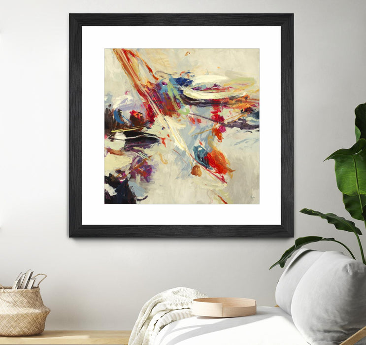 \"Positive Energy I\" Matted and Framed Black 30x30 Wall Art