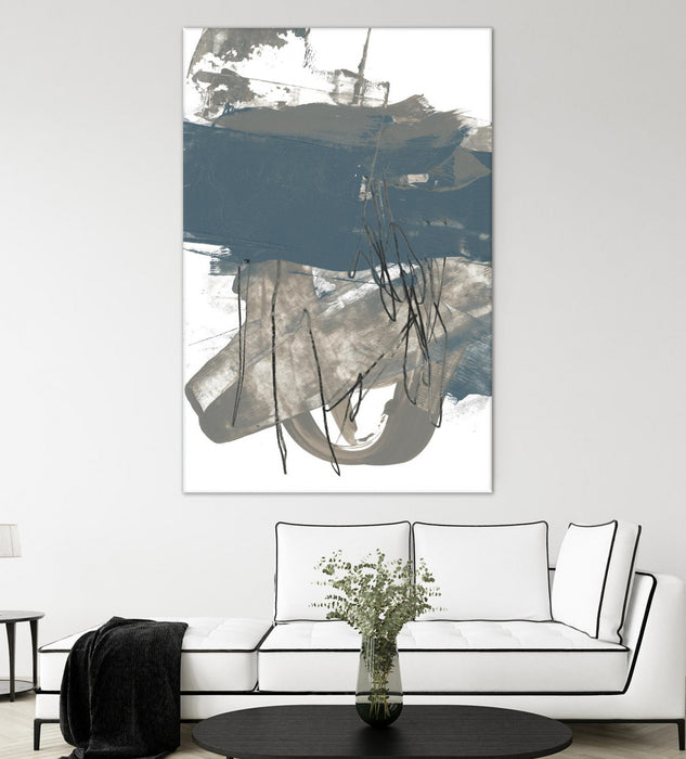 \"Blue & Grey Swipe I\" Giant Art 72x48 Wall Art