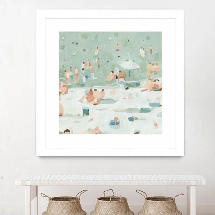 \"Summer Confetti I\" Matted and Framed White 36x36 Wall Art