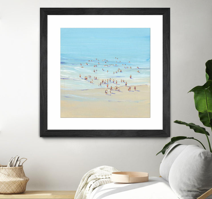 \"Beach Day I\" Matted and Framed Black 36x36 Wall Art