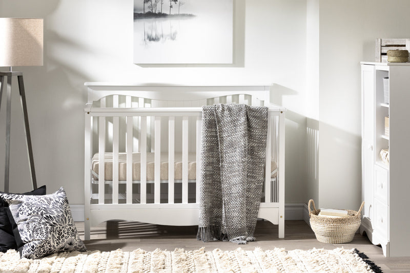 Savannah Baby Crib 4 Heights With Toddler Rail - Pure White