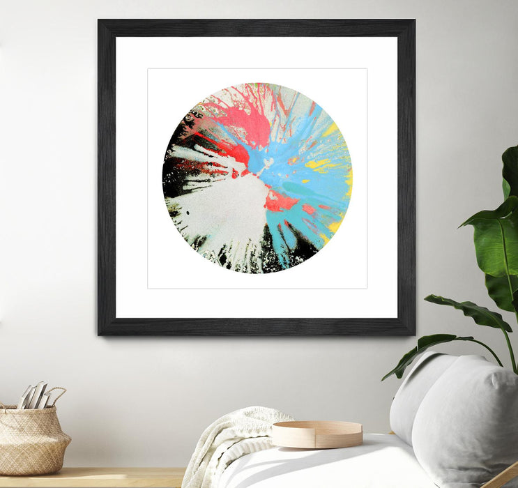 \"Spin Art 10\" Matted and Framed Black 30x30 Wall Art