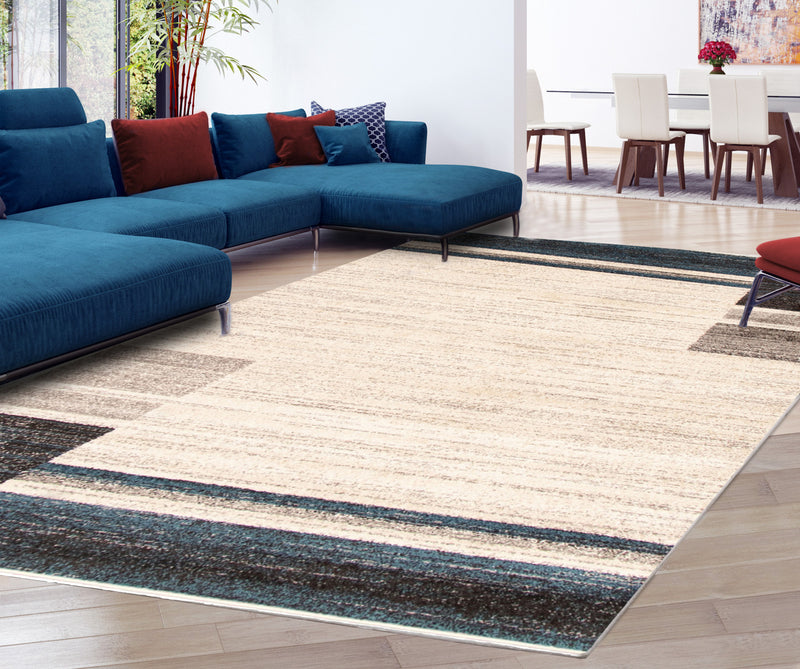 Aya Ivory-Blue Area Rug - 5'3\" x 7'3\"