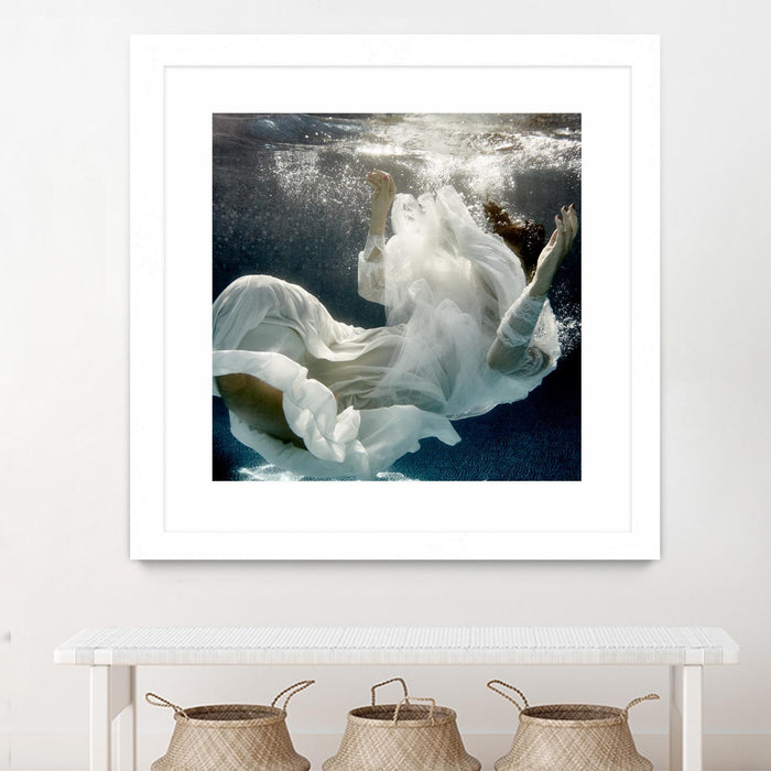 \"Float 3\" Matted and Framed White 30x30 Wall Art