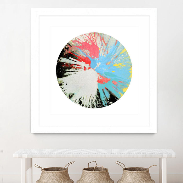 \"Spin Art 10\" Matted and Framed White 36x36 Wall Art
