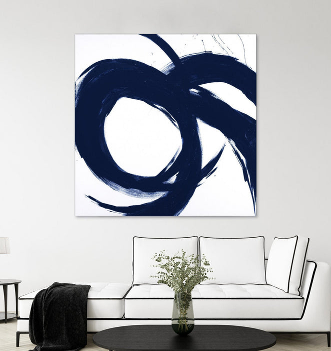 \"Navy Circular Strokes Ii\" Giant Art 54x54 Wall Art