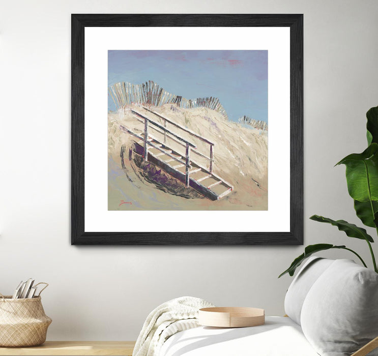 \"Beach Access\" Matted and Framed Black 30x30 Wall Art