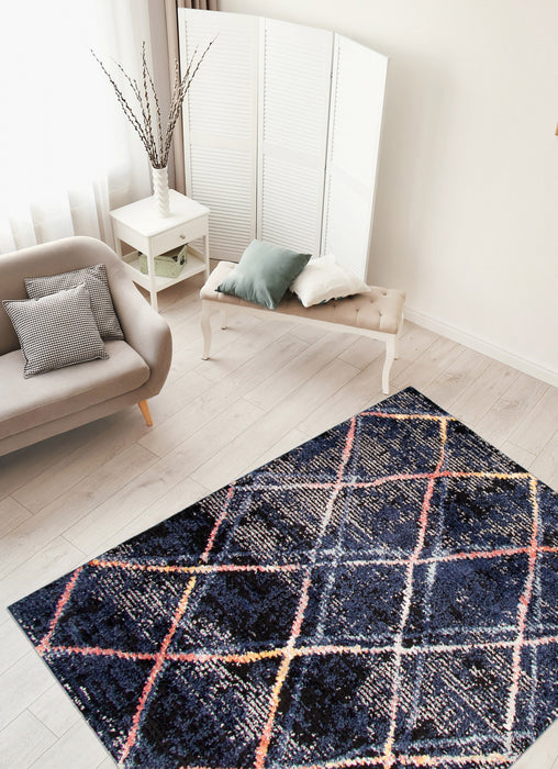 Makondo Abstract Navy Blue Area Rug - 8'0\" x 10'0\"