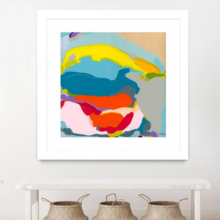 \"Free Falling\" Matted and Framed White 36x36 Wall Art