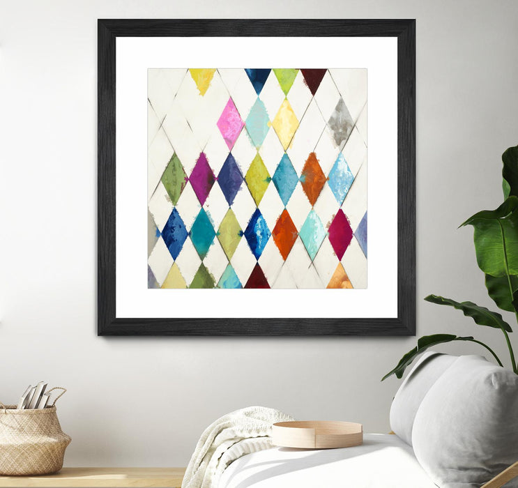 \"Diamonds\" Matted and Framed Black 36x36 Wall Art