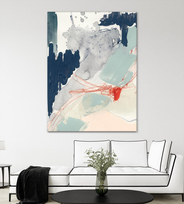 \"Ash Blue & Crimson I\" Giant Art 72x54 Wall Art