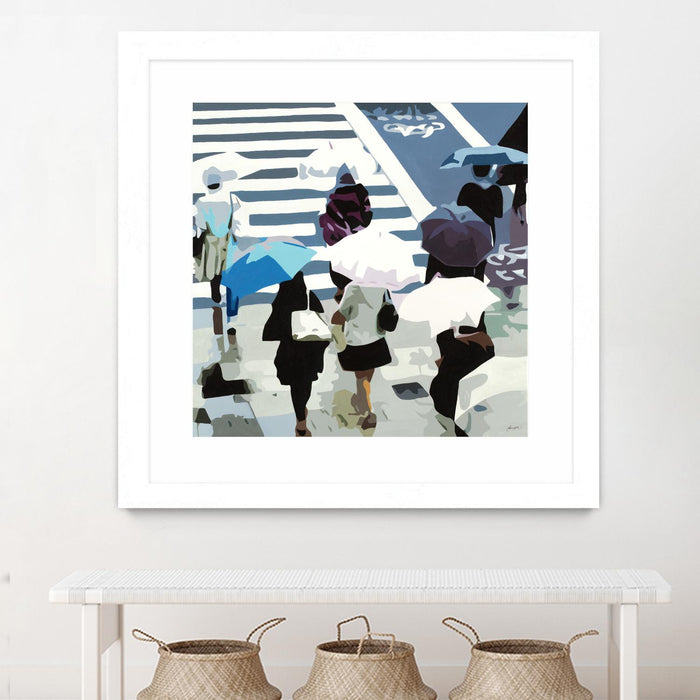\"April Showers\" Matted and Framed White 36x36 Wall Art