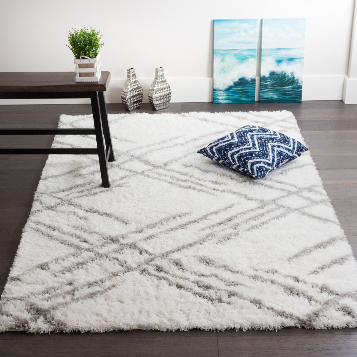 Line Rug All White Ker White Lines 3x5 Area Rug - The Brick