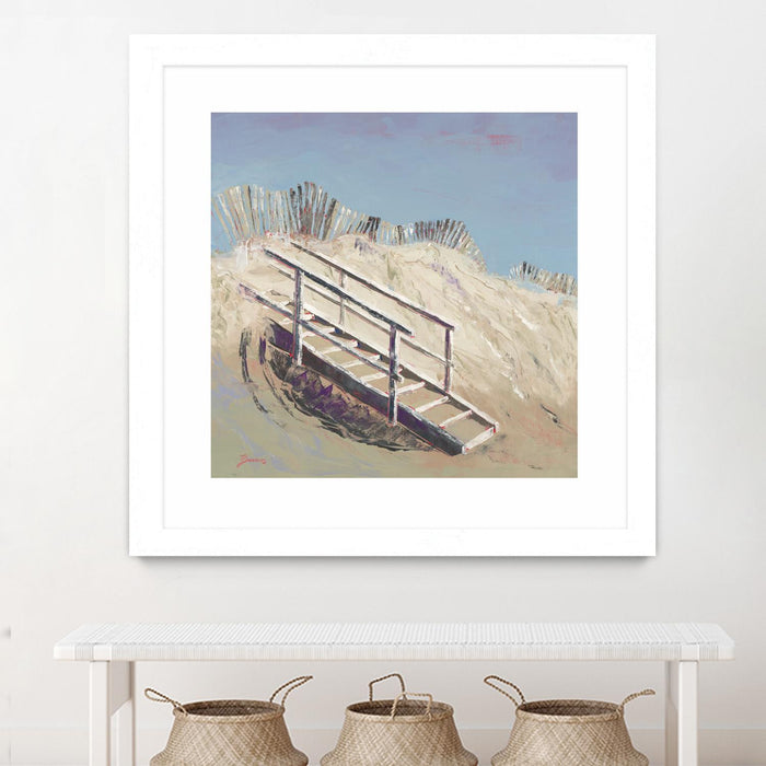 \"Beach Access\" Matted and Framed White 36x36 Wall Art
