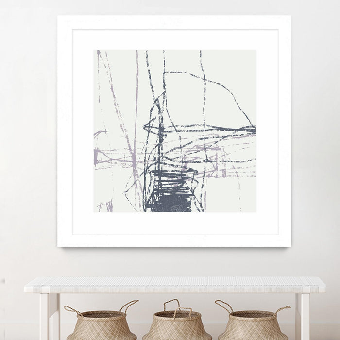 \"Chalk Doodles G\" Matted and Framed White 36x36 Wall Art