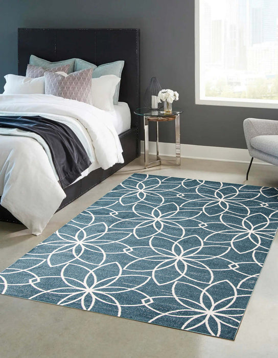 Terali Turquoise Machine Washable Area Rug - 3'0\" x 5'0\"