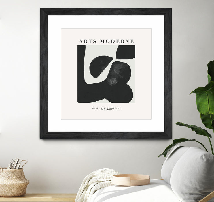 \"Art Moderne\" Matted and Framed Black 36x36 Wall Art