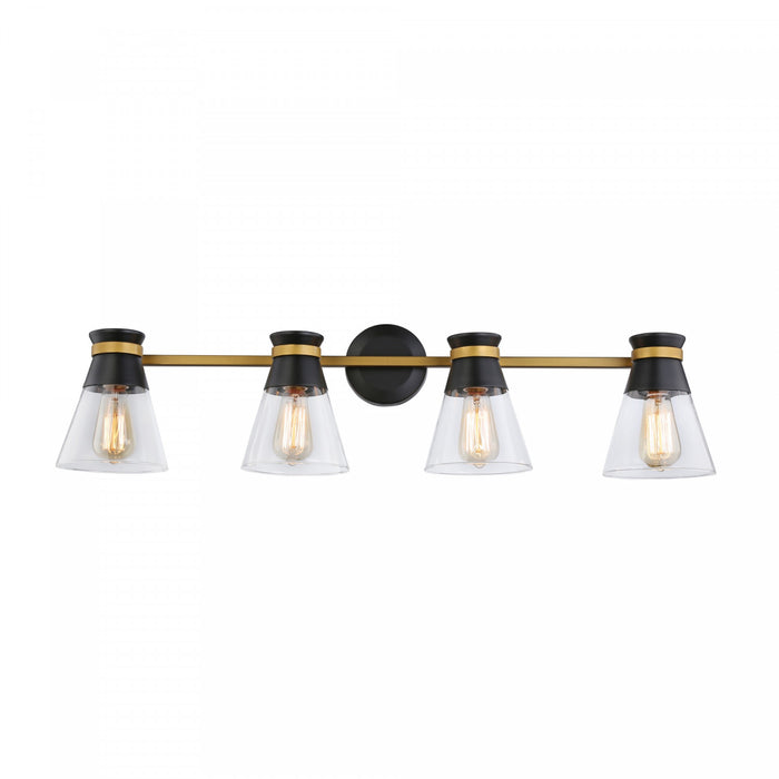 Kanata Black & Brushed Brass 4-Light Bathroom Vanity Light