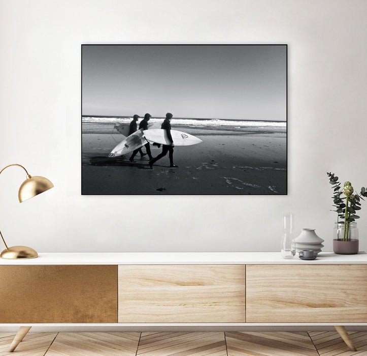 \"Surfers Iii\" Canvas Framed Black 40x30 Wall Art