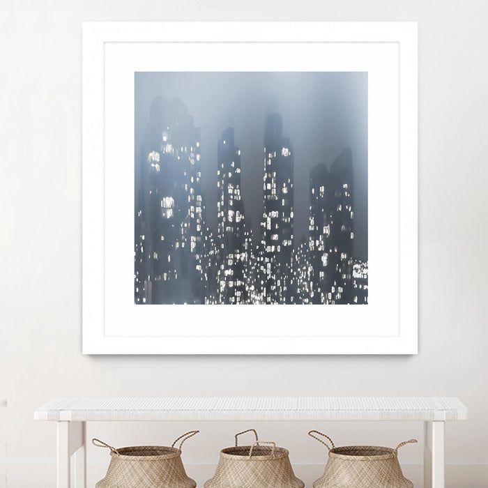 \"Dark City\" Matted and Framed White 30x30 Wall Art