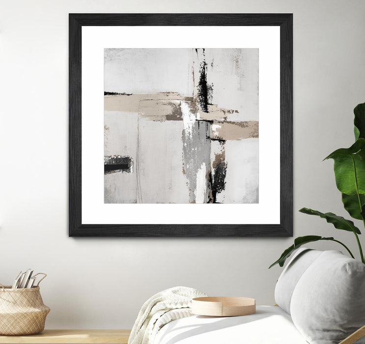 \"Off Edge Ii\" Matted and Framed Black 30x30 Wall Art