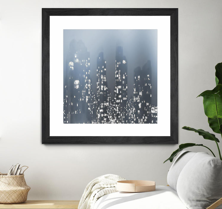 \"Dark City\" Matted and Framed Black 36x36 Wall Art