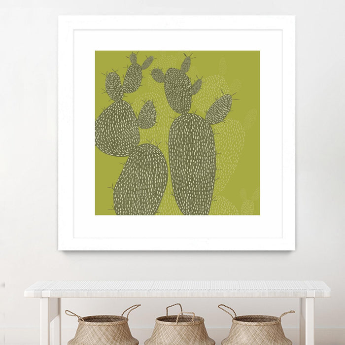 \"Opuntia I\" Matted and Framed White 30x30 Wall Art