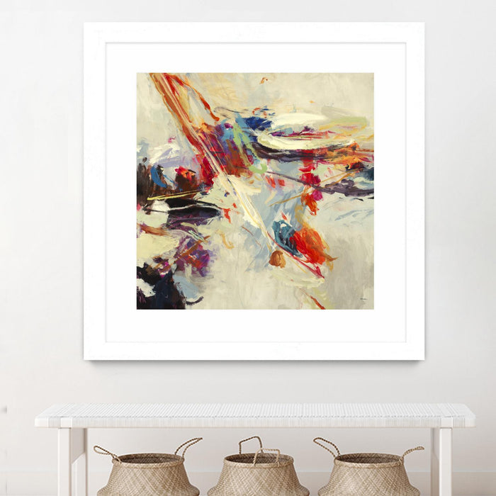 \"Positive Energy I\" Matted and Framed White 36x36 Wall Art