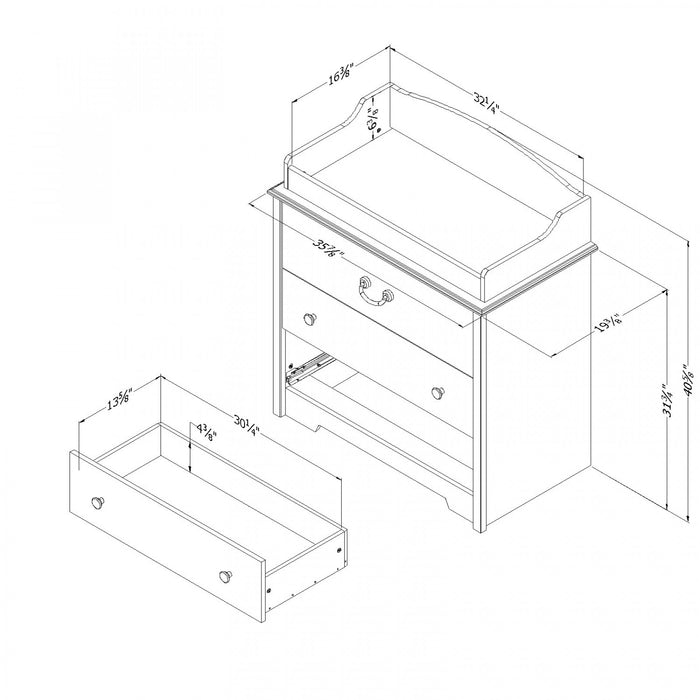 Aviron Narrow Changing Table With Drawers - Seaside Pine