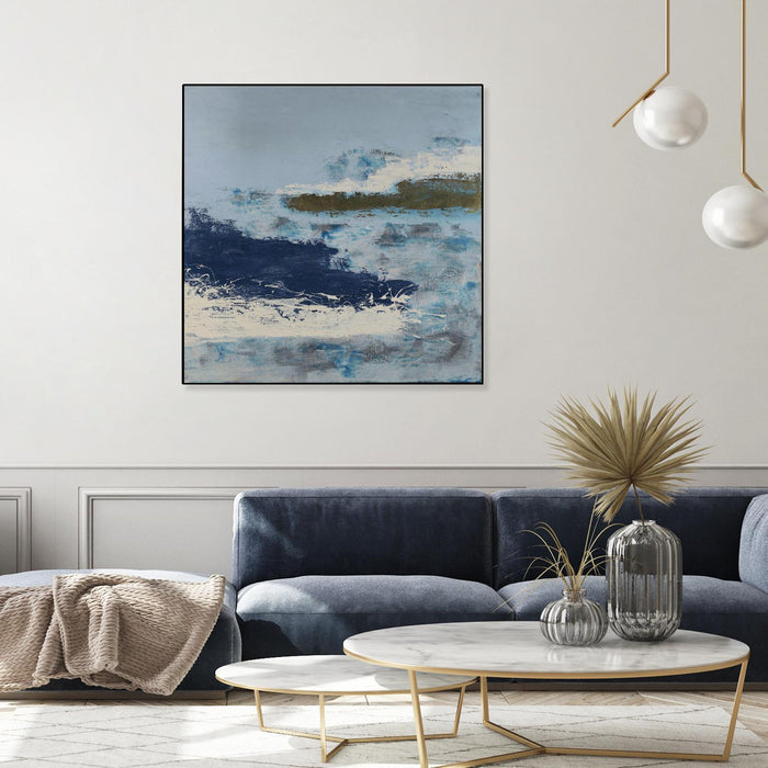 \"Washing To Shore\" Canvas Framed Black 20x20 Wall Art