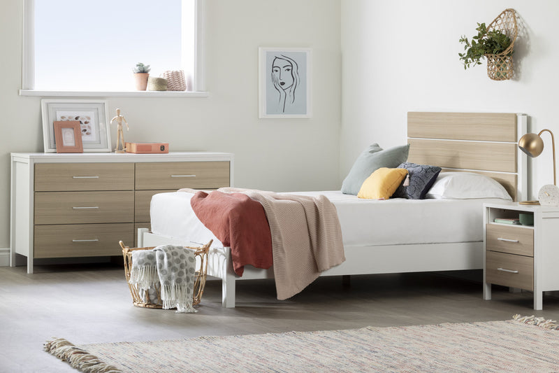 Munich Headboard - White and Soft Elm 