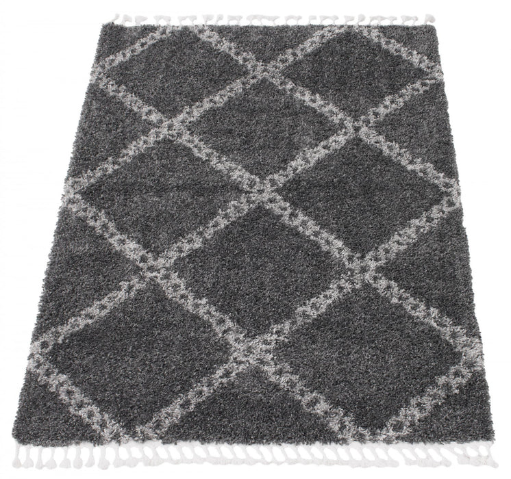 Helma Stark Dark Grey Shag 3'11\" X 5'11\" Area Rug
