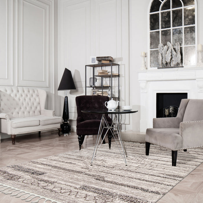 Vera Aztec Ivory/Grey Area Rug - 5'2\" x 7'5\"