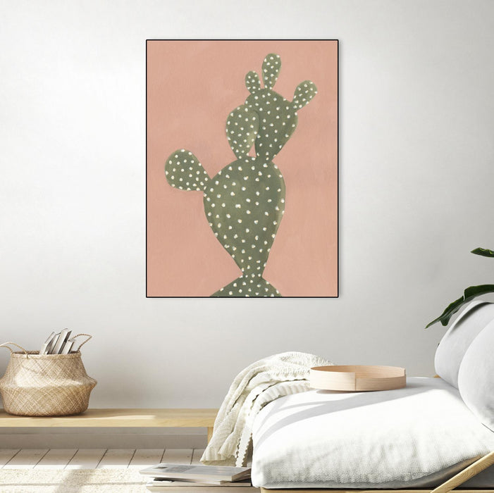 \"Coral Cacti Ii\" Canvas Framed Black 30x40 Wall Art