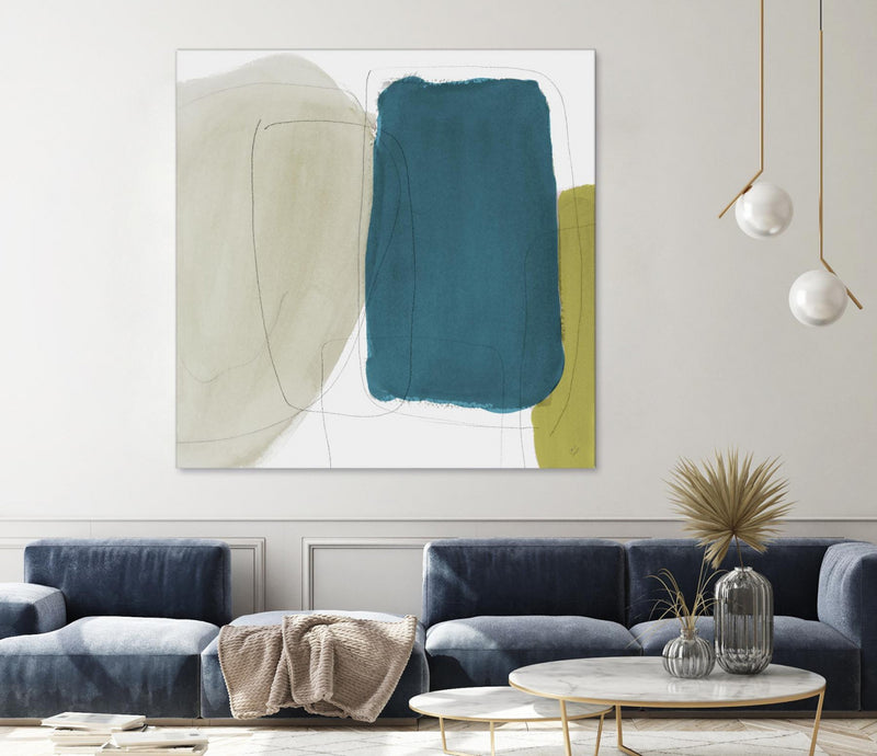 \"Beige And Navy Abstract\" Giant Art 54x54 Wall Art