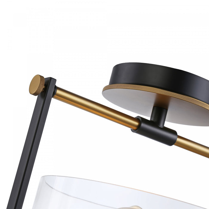 Cheshire Black & Brass 1-Light Semi-Flush Mount