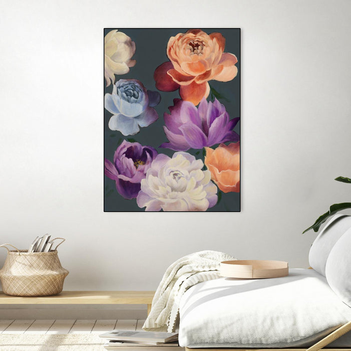 \"November Blooms\" Canvas Framed Black 24x32 Wall Art