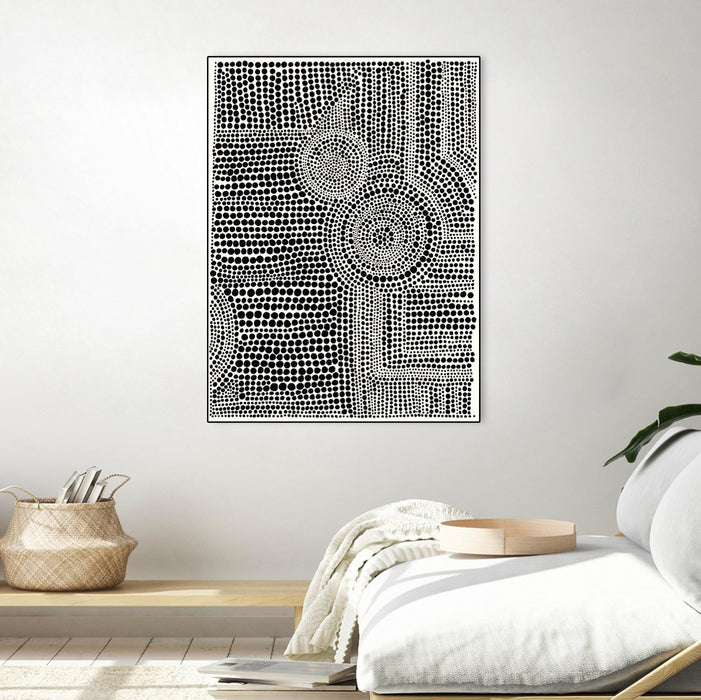 \"Clustered Dots A\" Canvas Framed Black 24x32 Wall Art
