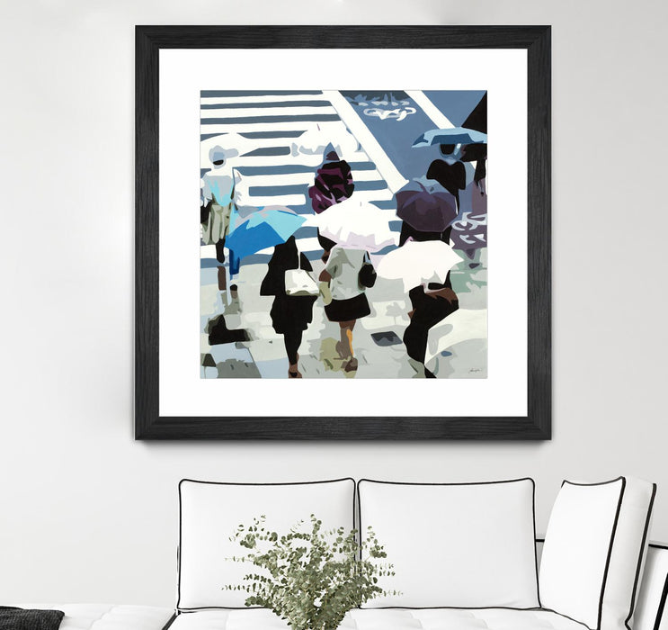 \"April Showers\" Matted and Framed Black 36x36 Wall Art