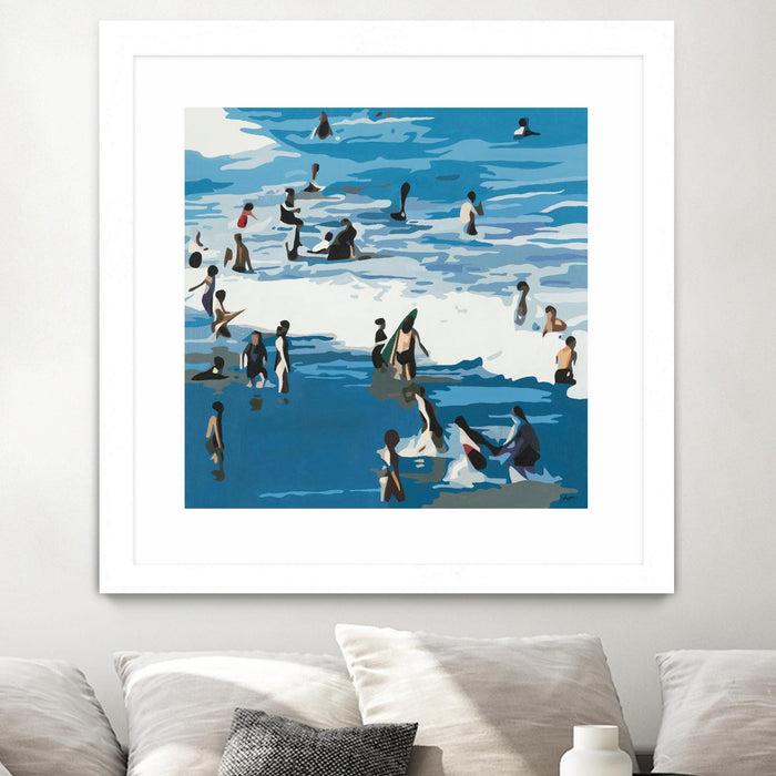 \"Surf's Up\" Matted and Framed White 30x30 Wall Art