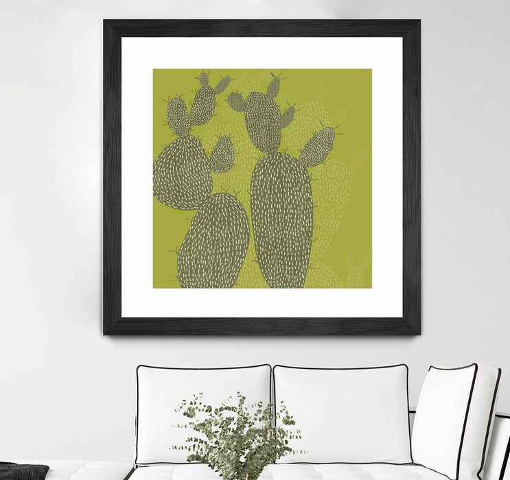 \"Opuntia I\" Matted and Framed Black 36x36 Wall Art