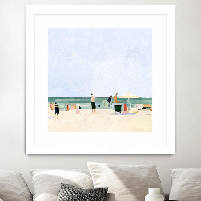 \"Family Vacation I\" Matted and Framed White 36x36 Wall Art