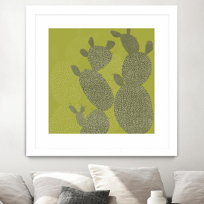 \"Opuntia Ii\" Matted and Framed White 36x36 Wall Art