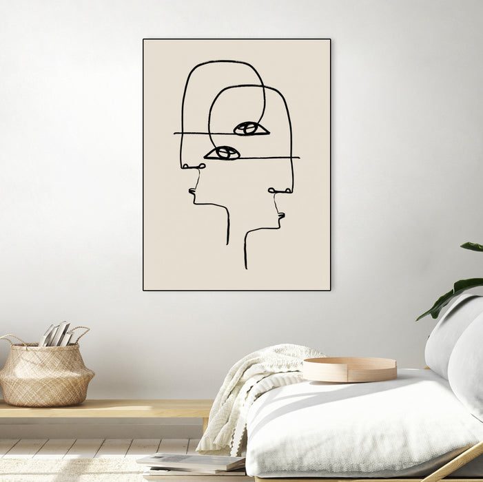 \"Faces\" Canvas Framed Black 24x32 Wall Art
