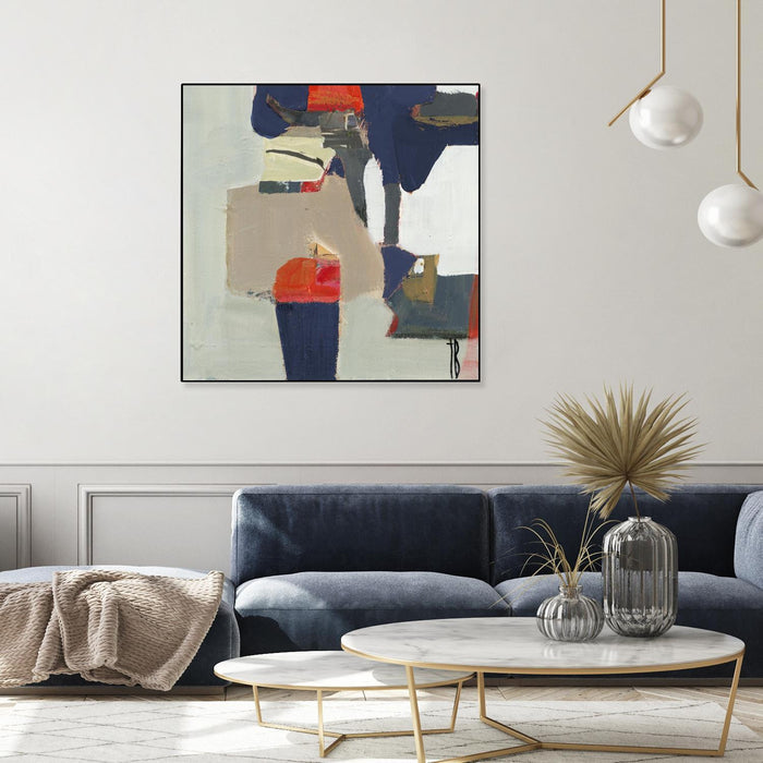 \"Orange Crush V9\" Canvas Framed Black 20x20 Wall Art