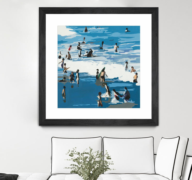 \"Surf's Up\" Matted and Framed Black 36x36 Wall Art