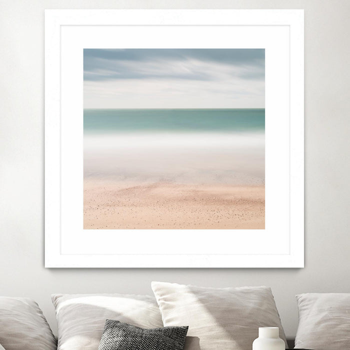\"Beach, Sea, Sky\" Matted and Framed White 30x30 Wall Art