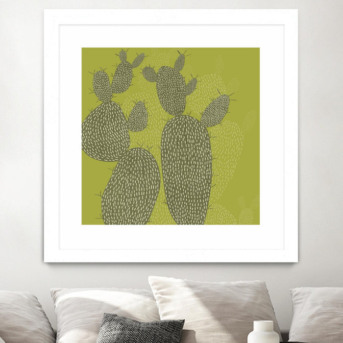 \"Opuntia I\" Matted and Framed White 30x30 Wall Art