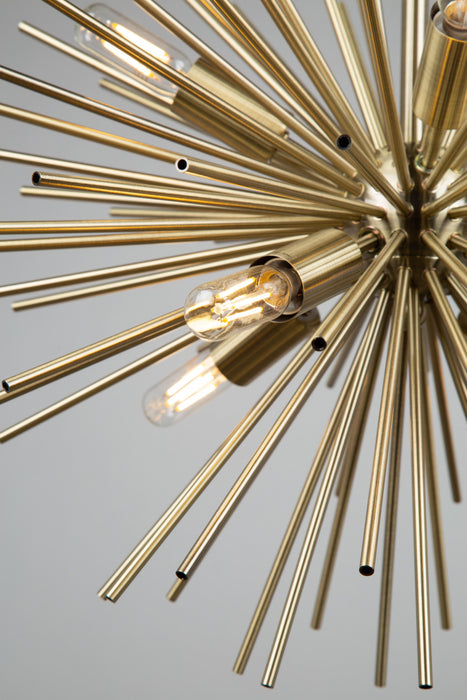 Sunburst  8-Light Satin Brass Chandelier