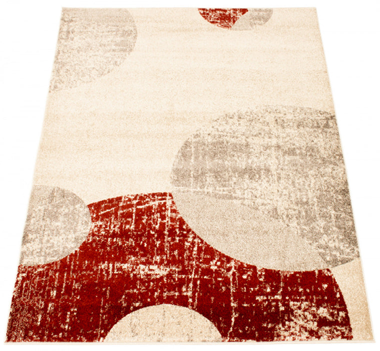 Ellegance Ivory / Red 6'7\" x 9'6\" Area Rug